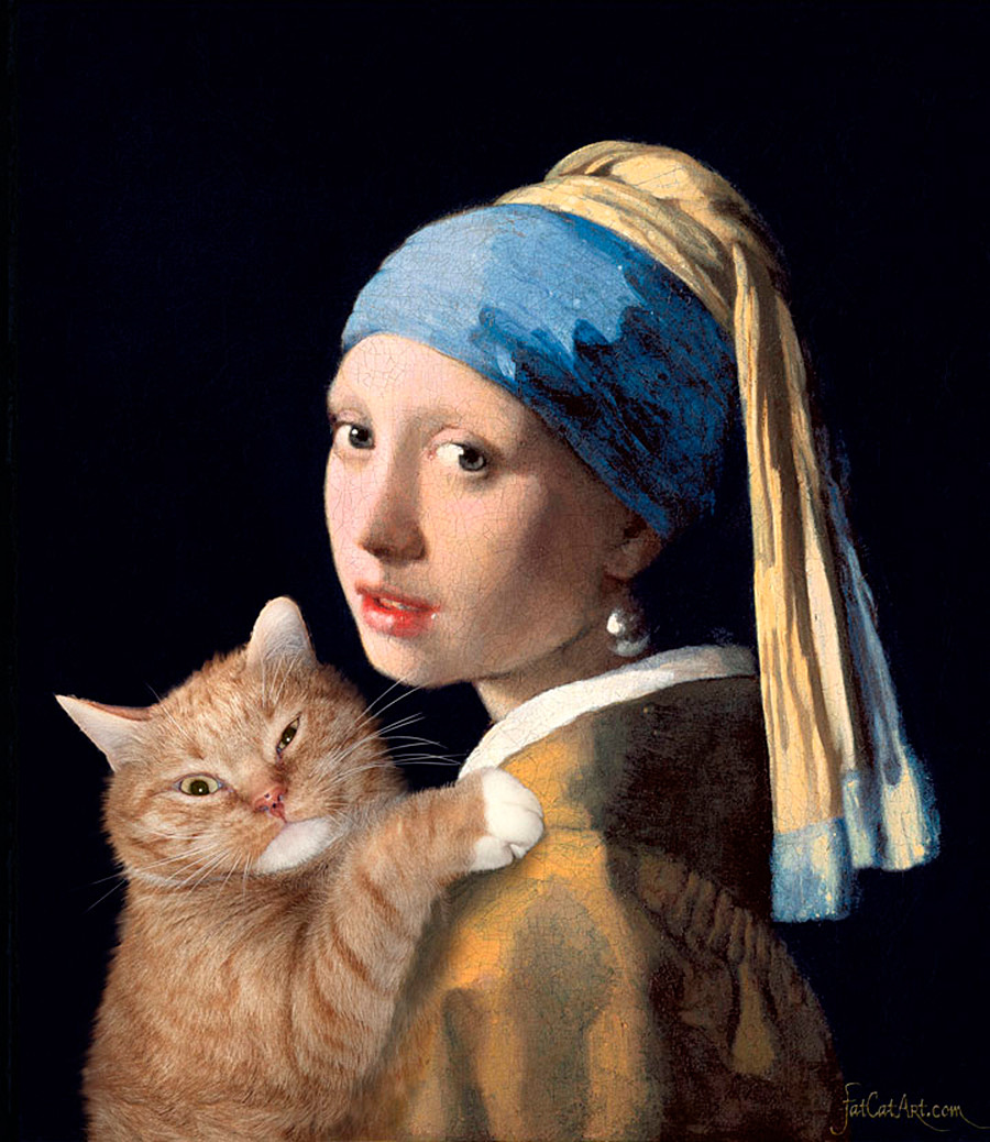  Johannes Vermeer, ‘Girl with a Pearl Earring and a Ginger Cat’