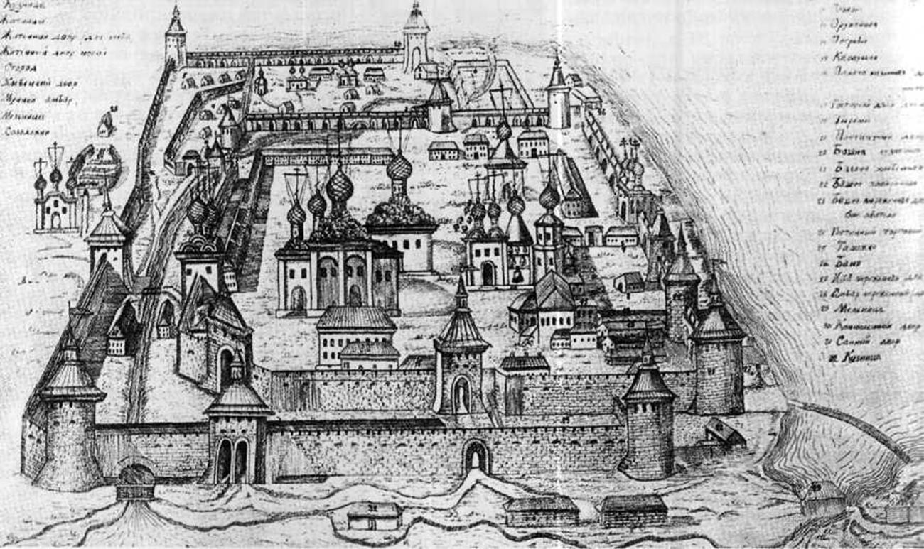 Кирилло-Белозерский монастырь на русской гравюре