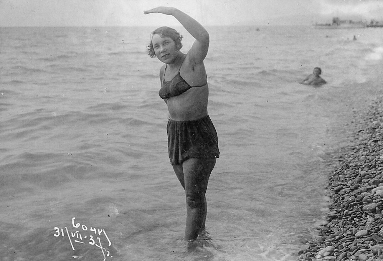 On the beach in Sochi, 1937