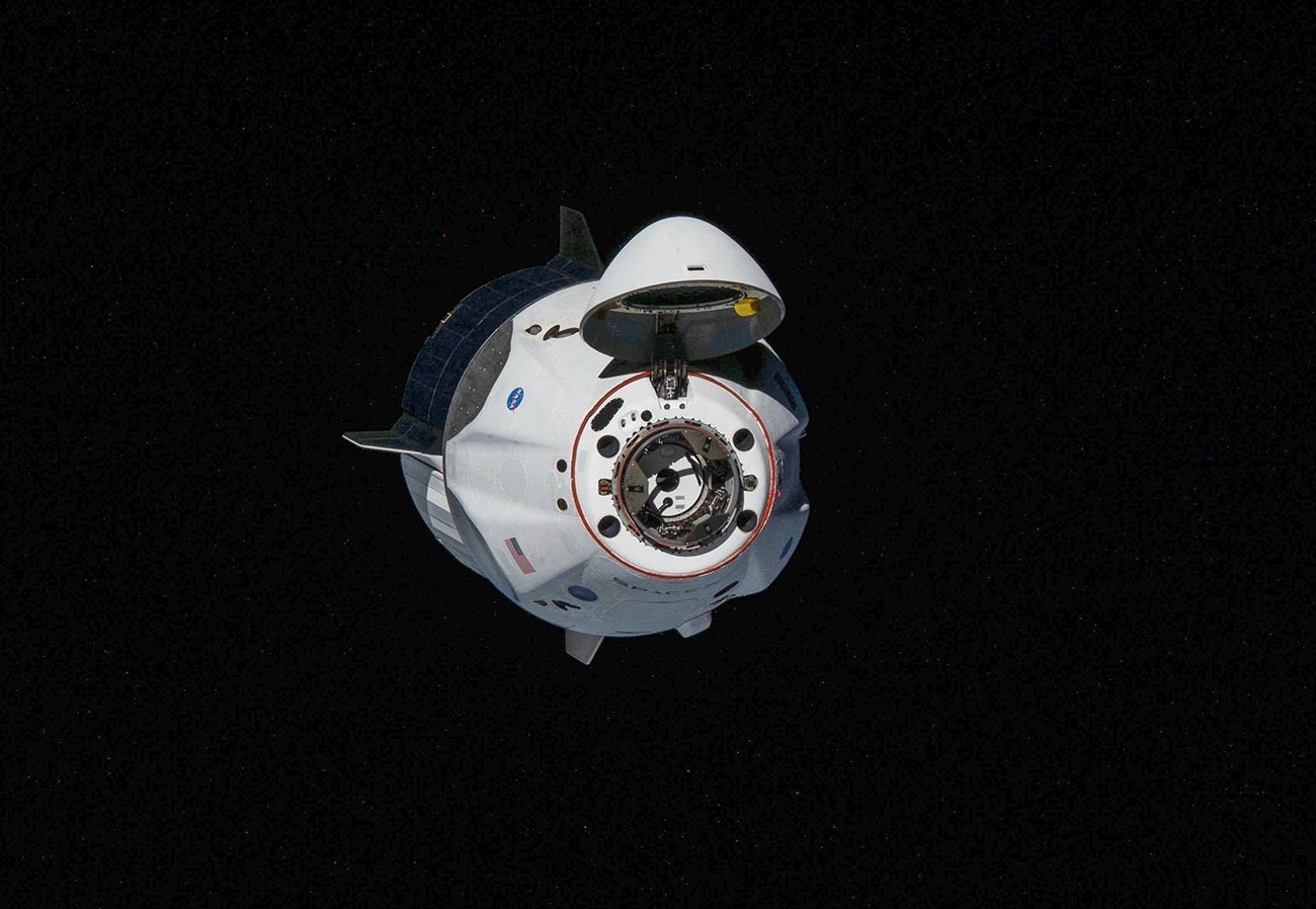 SpaceX Crew Dragon spacecraft on the NASA SpaceX Demo-2 mission approaches to dock with the International Space Station May 31, 2020