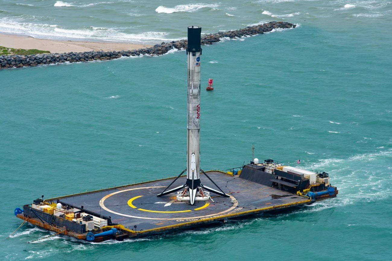 After launching @AstroBehnken and @Astro_Doug to orbit on Crew Dragon, Falcon 9 landed on the Of Course I Still Love You droneship and returned to Port Canaveral