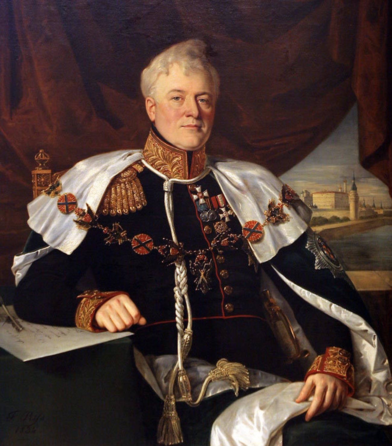 O príncipe Dmitri Golitsin (1771-1844), governador geral de Moscou. Retrato de François Nicholas Riss (1804-1886).