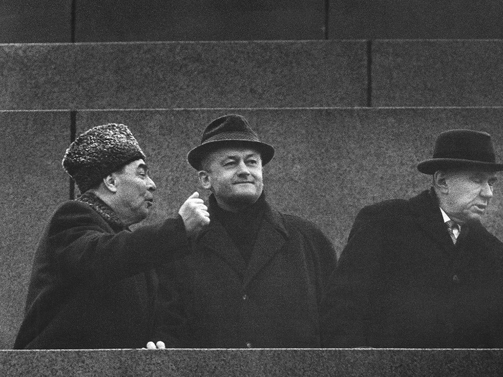 Leonid Brejnev, Alois Indra et Vasiľ Biľak (de gauche à droite)