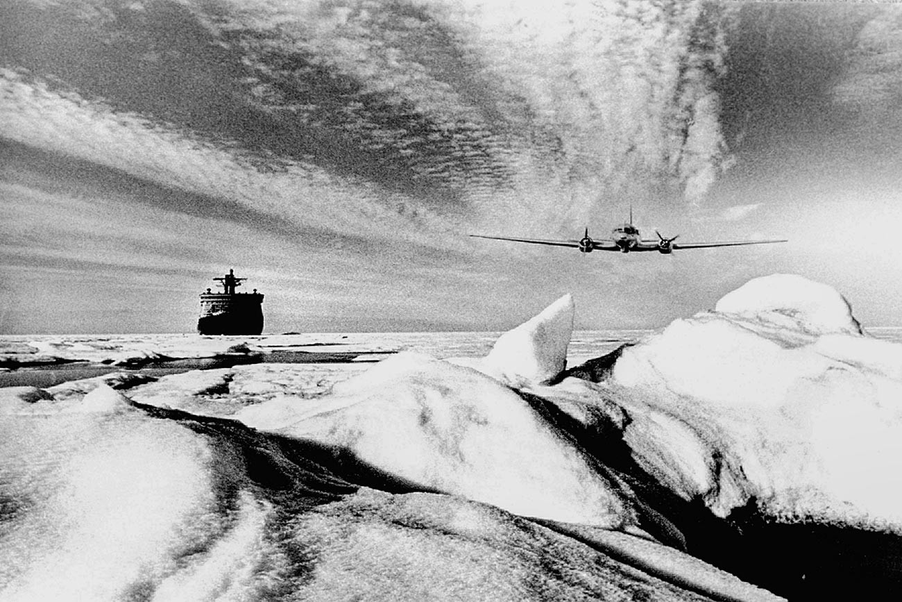 An atomic icebreaker in Arctic.