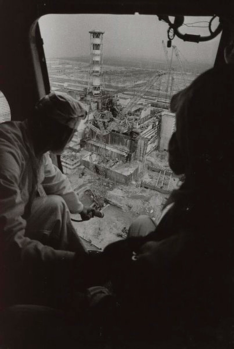 Tchernobyl, mesure des radiations par hélicoptère, 1986