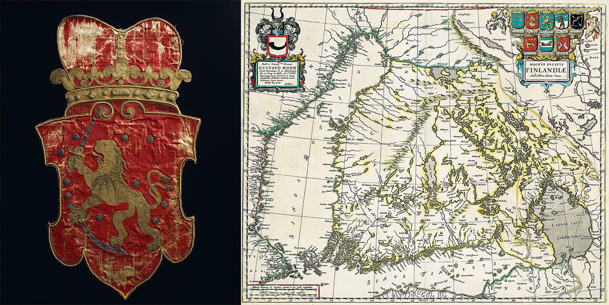 Grb Finske od 1633. godine i karta Švedskog Carstva, 1747.
