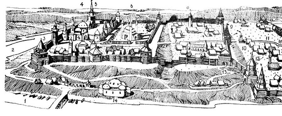 The Kazan fortress in the first half of the 16th century.