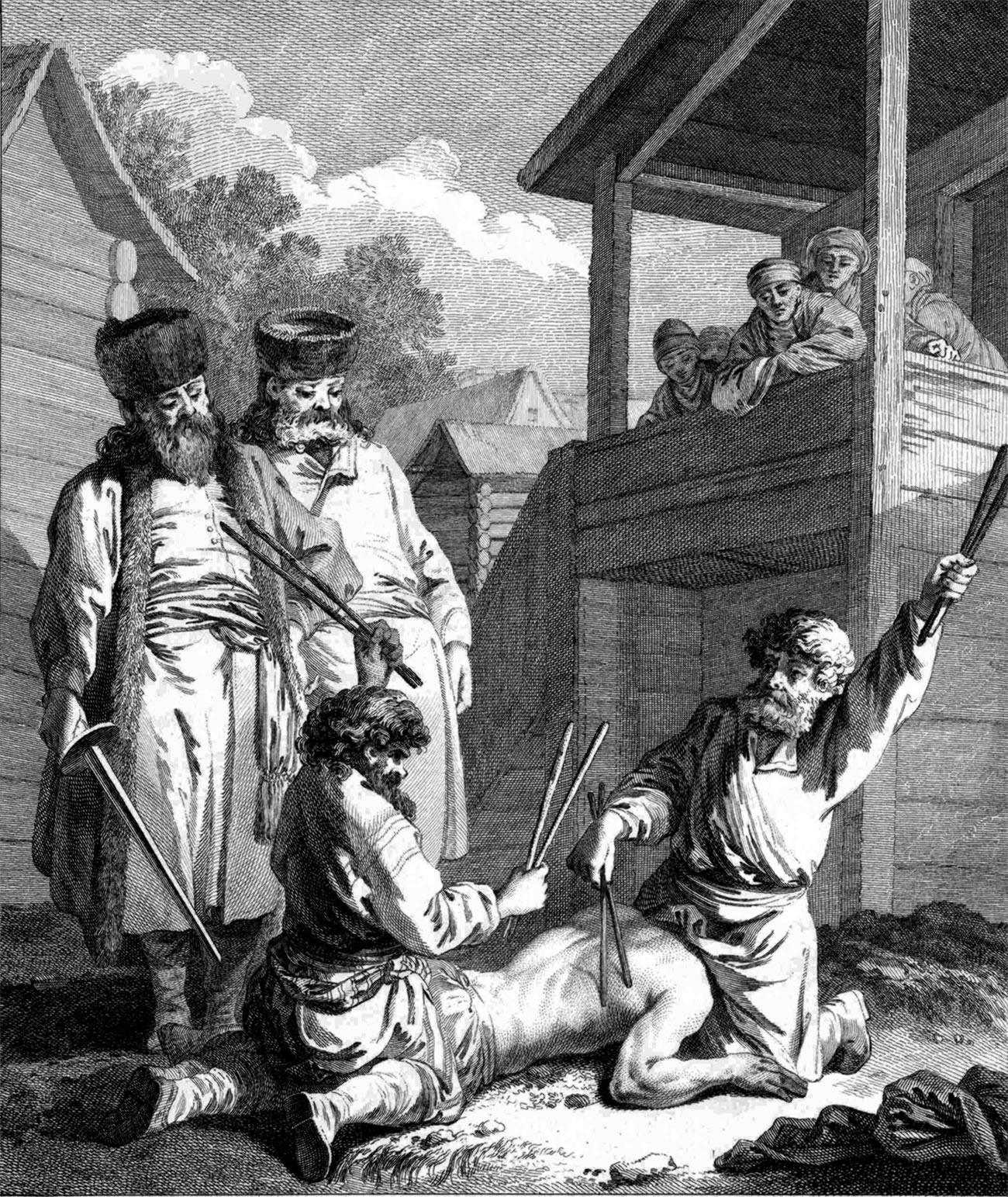 La punizione a colpi di bastone era piuttosto diffusa nella Russia dell'epoca 