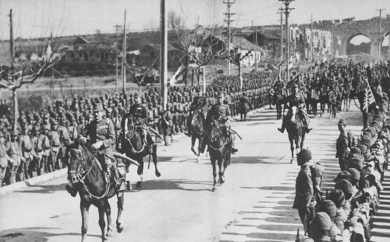 The Imperial Japanese Army marches into Nanking, December, 13 1937.
