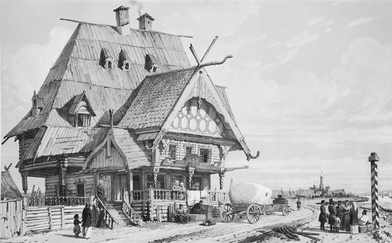 Slika gostilne in poštne postaje na cesti od Kostrome do Jaroslavlja, 1839
