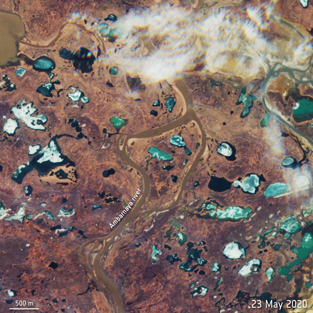 Vue aérienne de la catastrophe environnementale de Norilsk