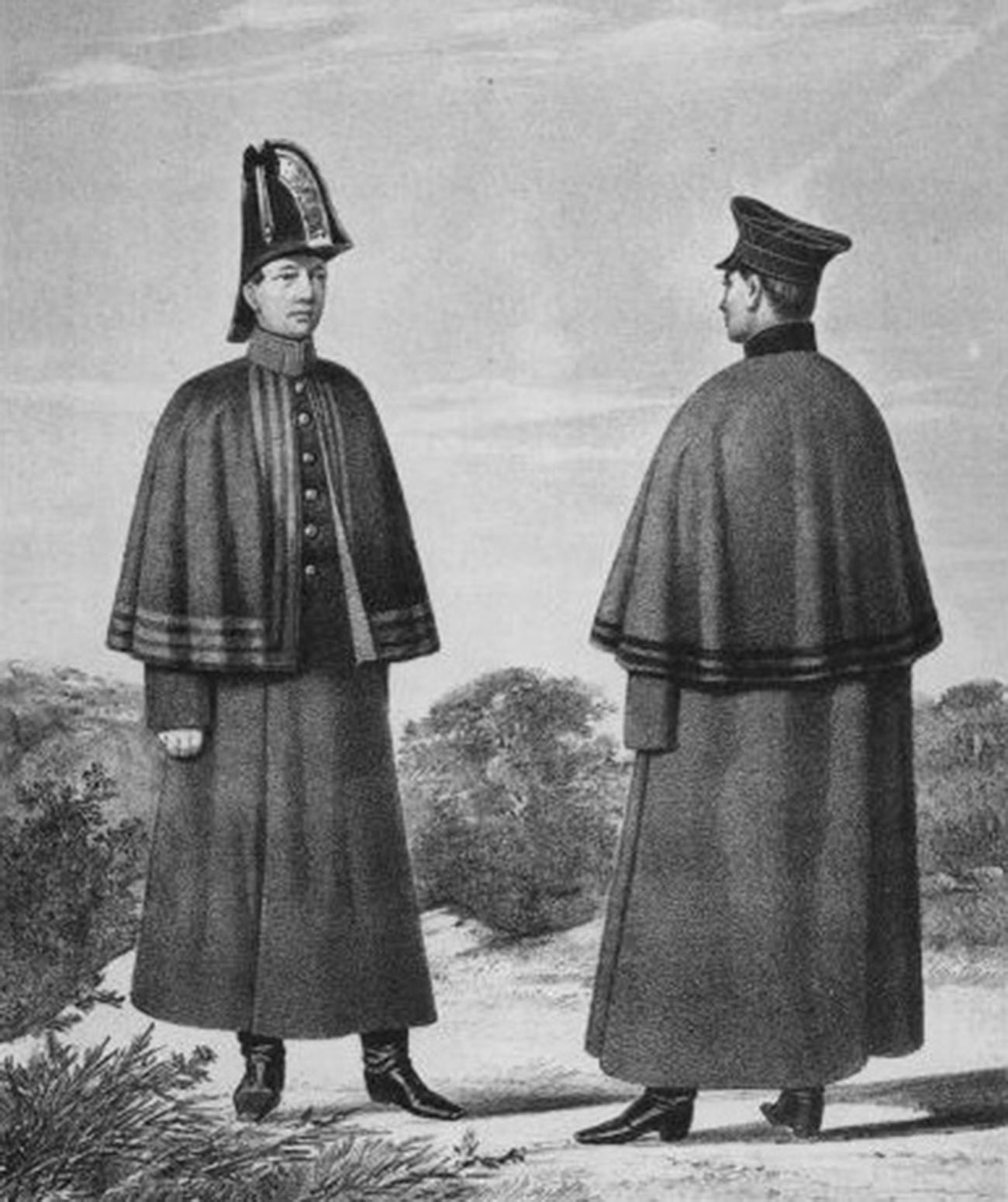 Batmen of the Imperial Guard (L) and of the Imperial Army (R) in their uniform, 1825-1855