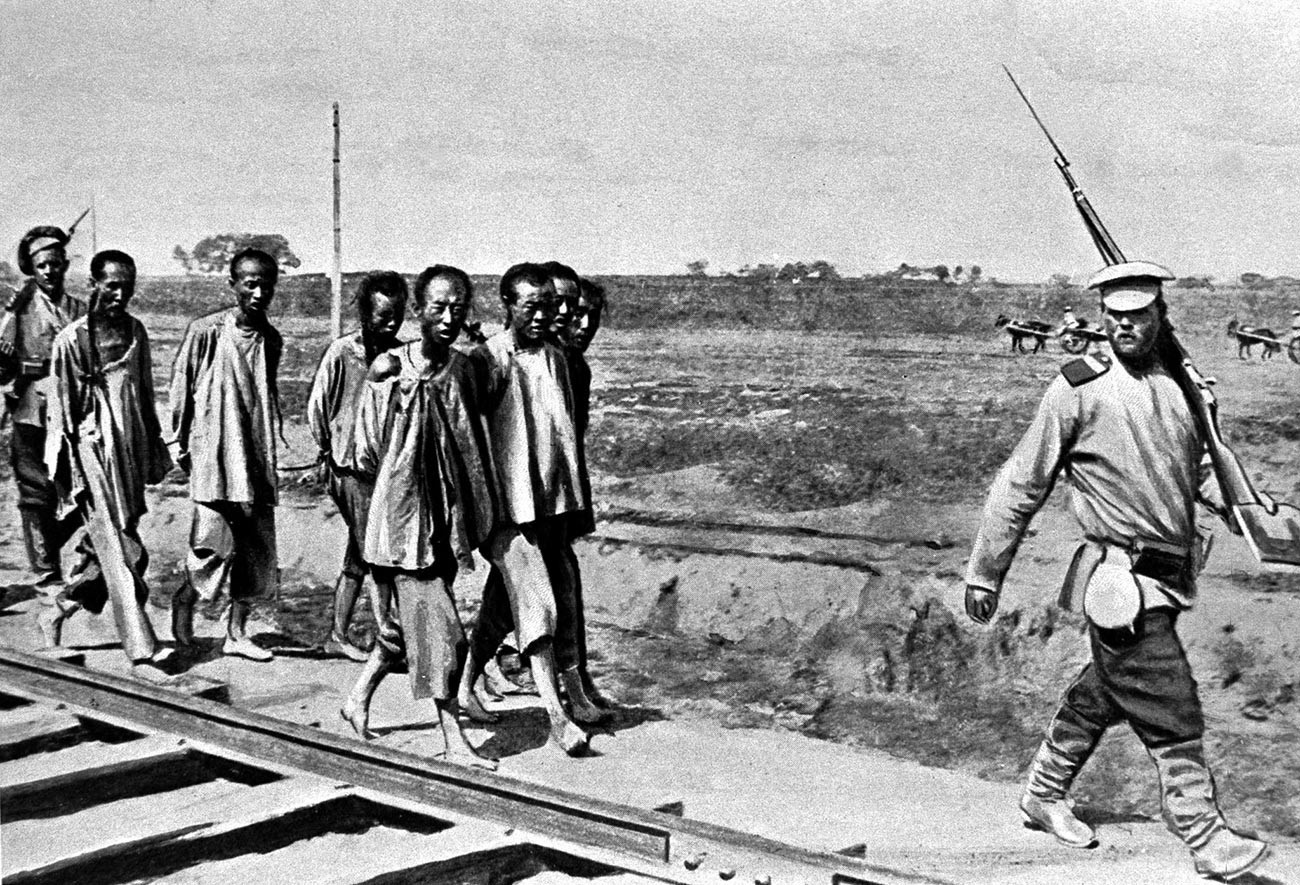 Руско-јапански рат. Заробљени хунхузи код Љаојанга.