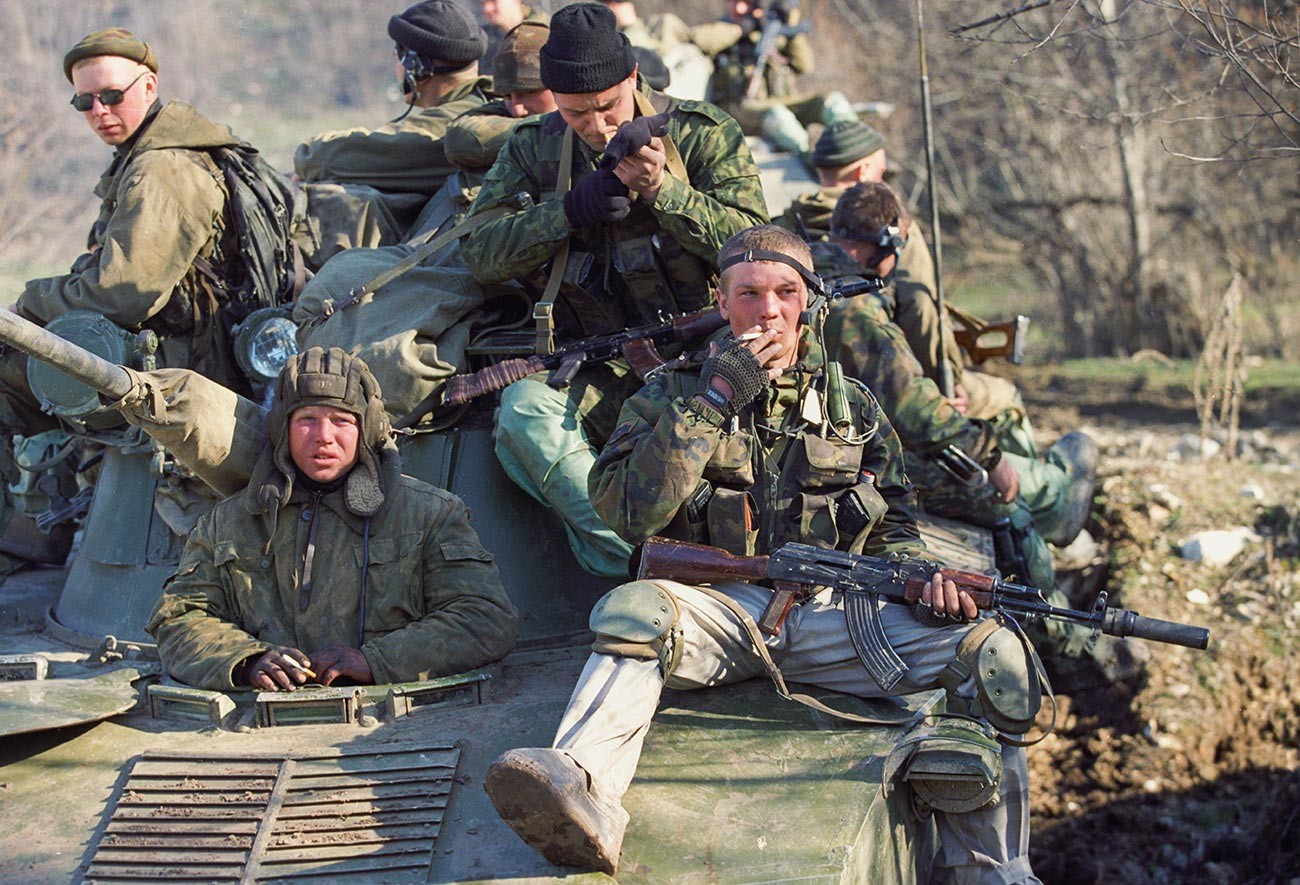 Soldiers of the 45th Detached Reconnaissance Regiment of the Russian Airborne Troops.