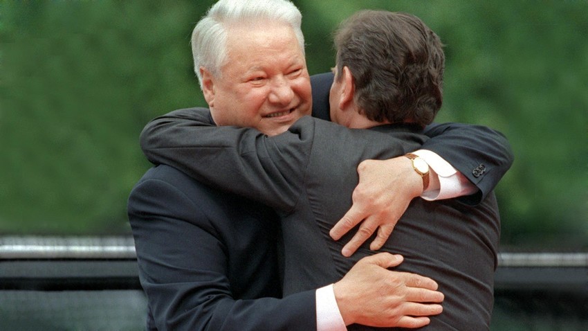 Boris Eltsin e il cancelliere tedesco Gerhard Schröder
