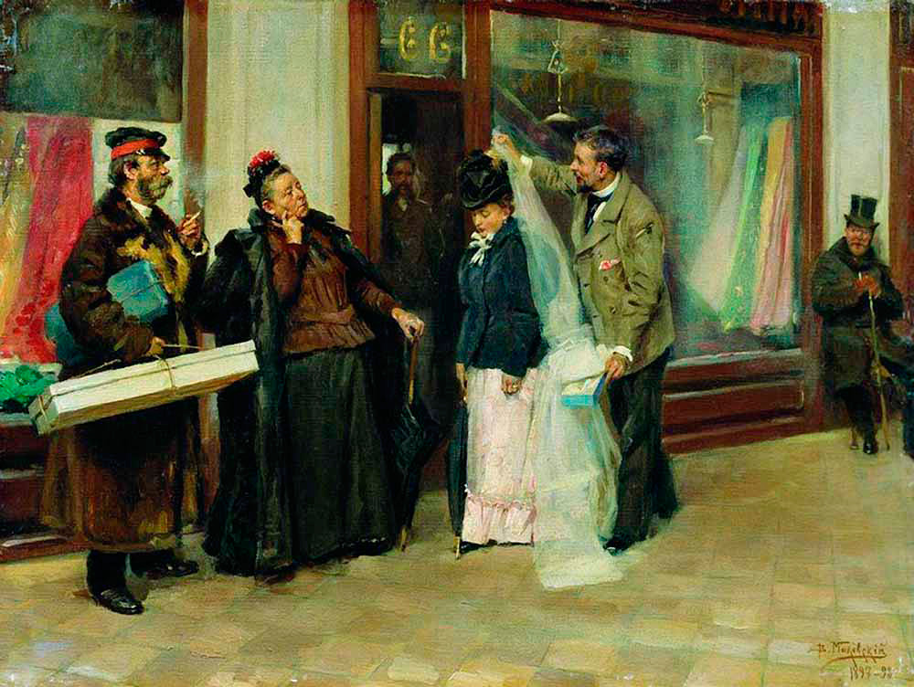 Chosing a dowry, Vladimir Makovsky, 1898.