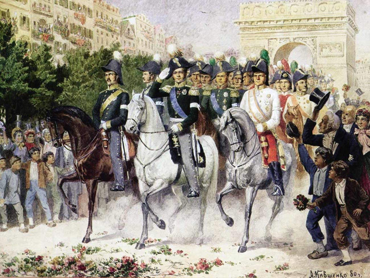 Russische Armee marschiert 1814 in Paris ein