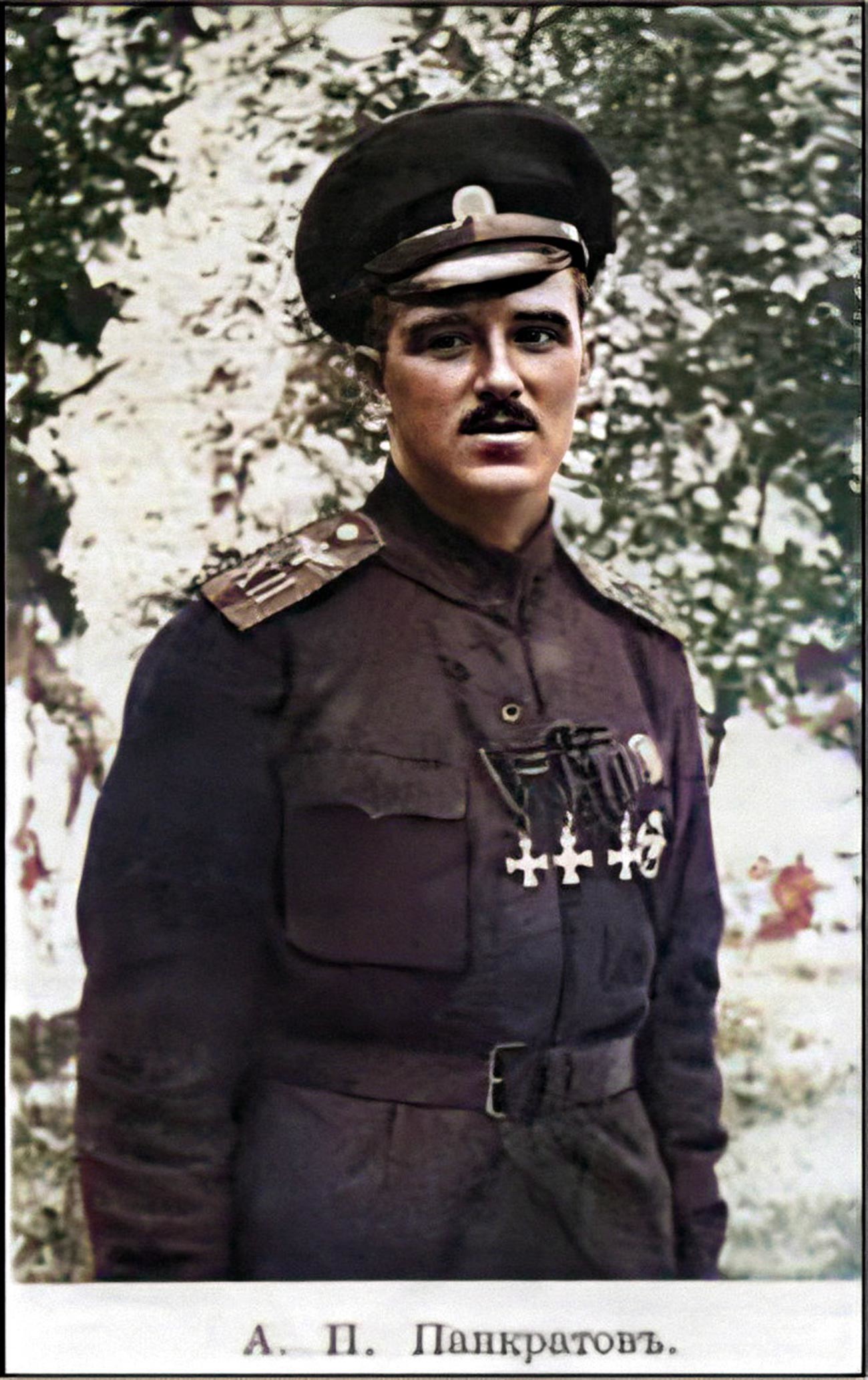 Onisim Pankratov in the uniform of the 12th Corps Air Detachment, with all three St. George crosses