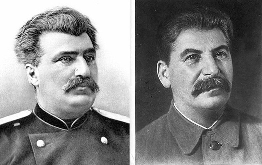 À gauche: Nikolaï Prjevalski, à droite: Staline