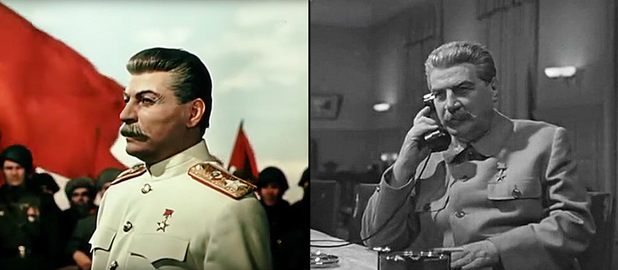 スターリン役を演じた俳優：ミハイル・ゲロヴァニ（左）とアレクセイ・ディーキー（右）