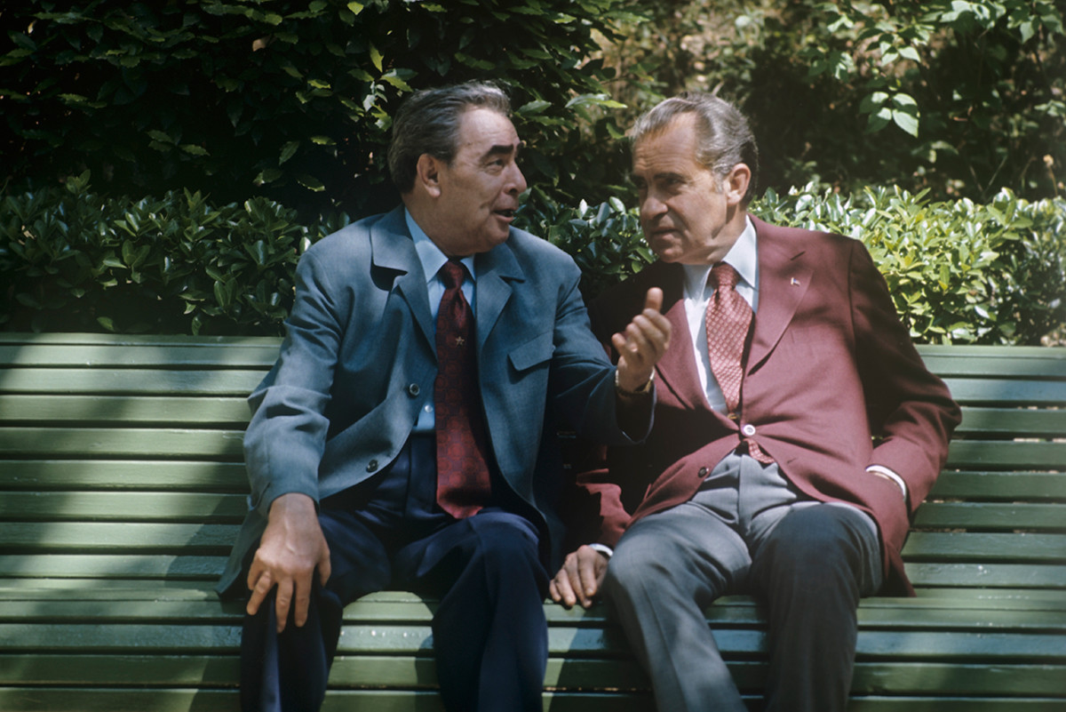 Leonid Brezhnev and Richard Nixon in Yalta.