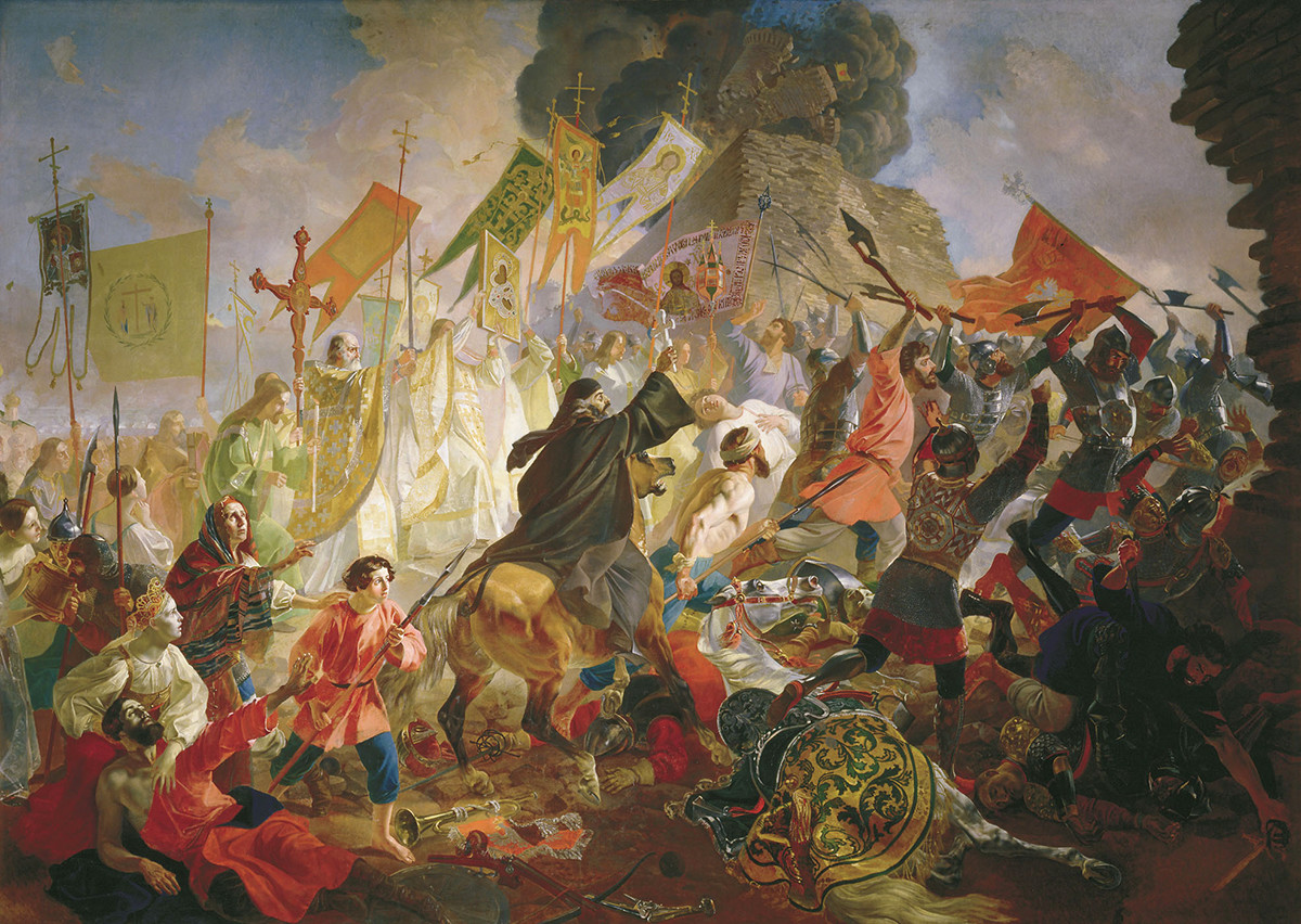 Belagerung von Pskow durch den polnischen König Stefan Batory. Karl Brjullow