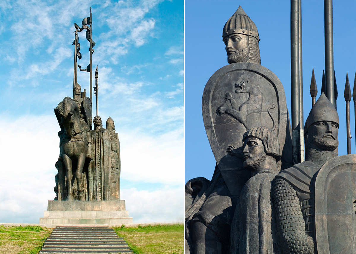 Ein Denkmal für Alexander Newski und die Schlacht auf dem Eise