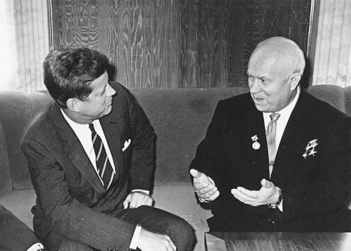 John F. Kennedy and Nikita Khrushchev at the Vienna Summit, Austria, June 4-5, 1961