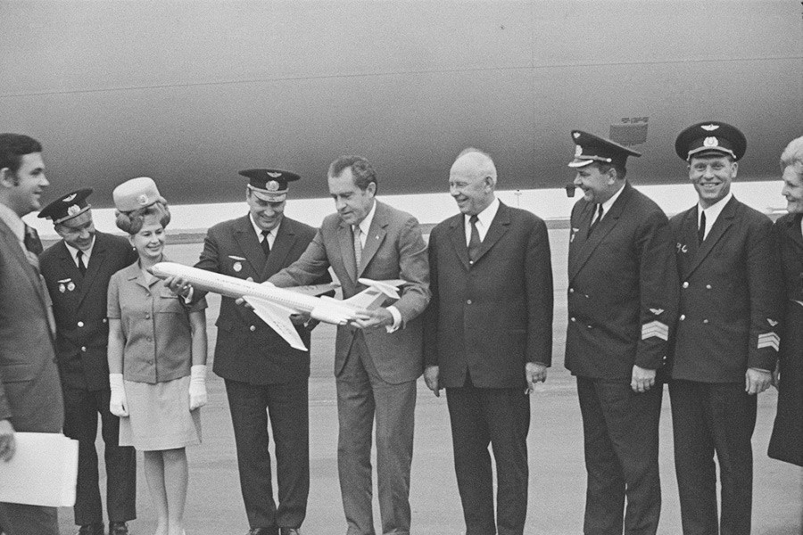 Primeira visita oficial de um presidente dos EUA em exercício à URSS. Richard Nixon e Aleksêi Kossiguin, 22 de maio de 1972
