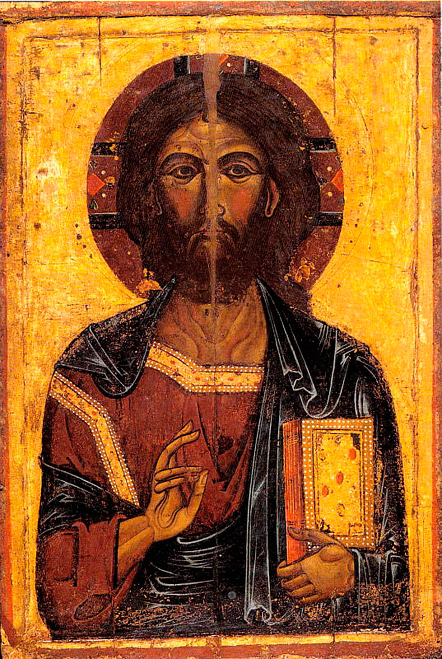 The oldest item of the museum: a 13th century icon of Christ Pantocrator from Gavshinka (a village near the city of Yaroslavl) 