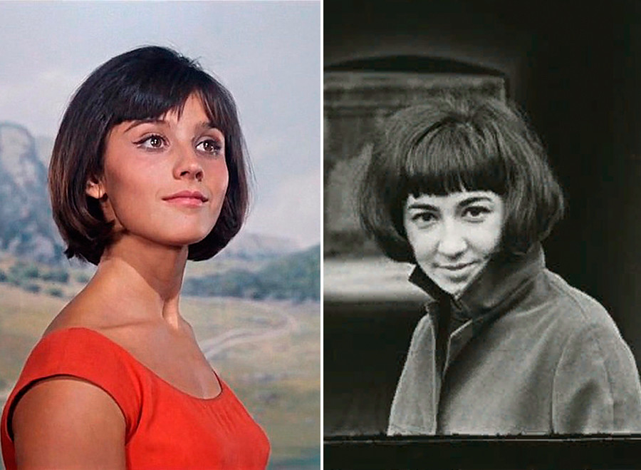 Left: Natalya Varley in the movie ‘The Caucasian Prisoner’; Right: Young woman in Moscow. 