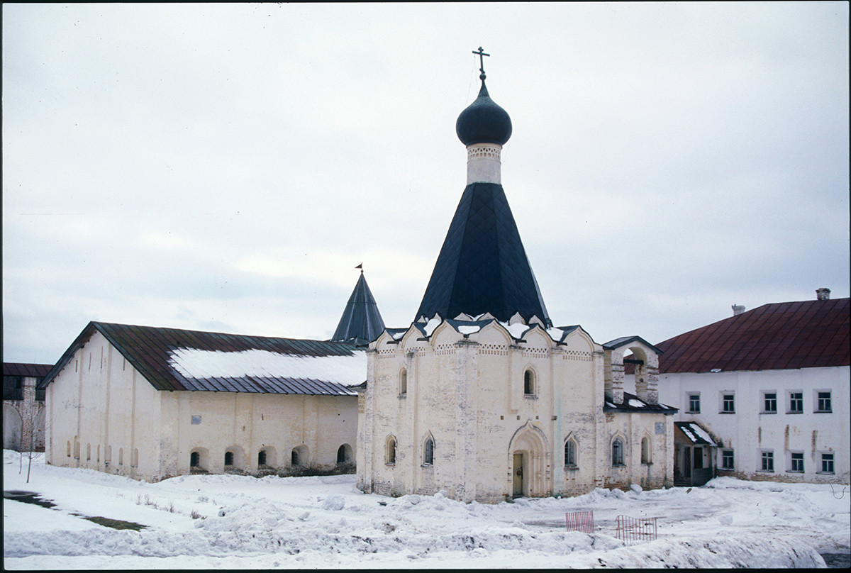 Church of St. Euthymius, northwest view. Left background: Large Infirmary. April 1, 2001