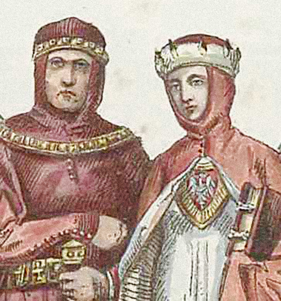 Il duca polacco Corrado I di Masovia (Konrad I Mazowiecki) con la moglie, disegno del XIX secolo