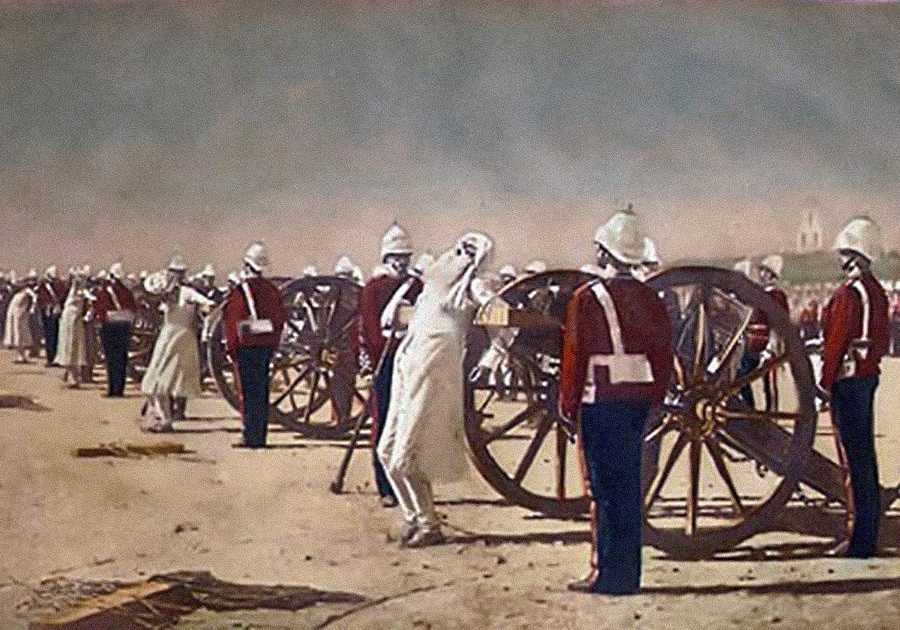 『インドの反乱の鎮圧の際のセポイに対する砲撃』