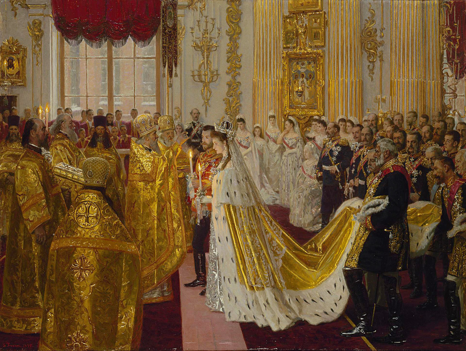 Die Hochzeit von Nikolaus II. und Alexandra Fjodorowna.
