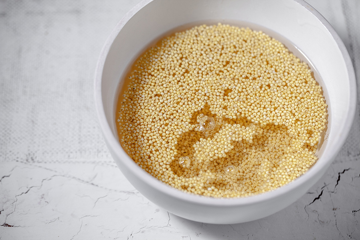 Sweet krupenik Russian millet dessert with pumpkin and citrus scent