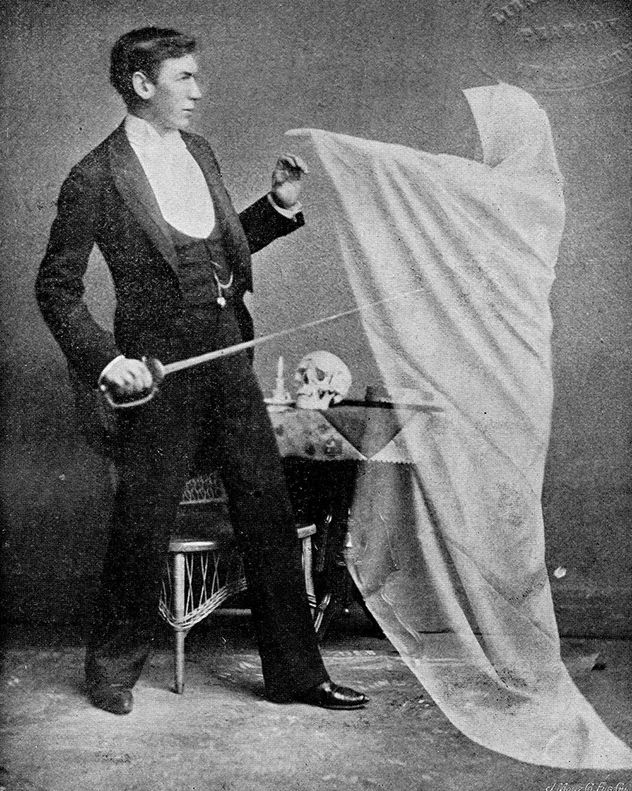 Spirit photograph showing a man with a 'ghost'