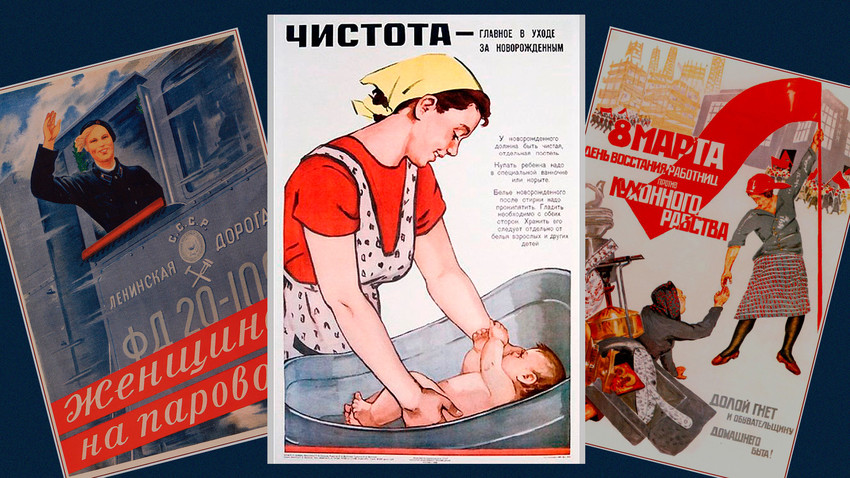 20 carteles de propaganda soviética con la imagen de la mujer - Russia