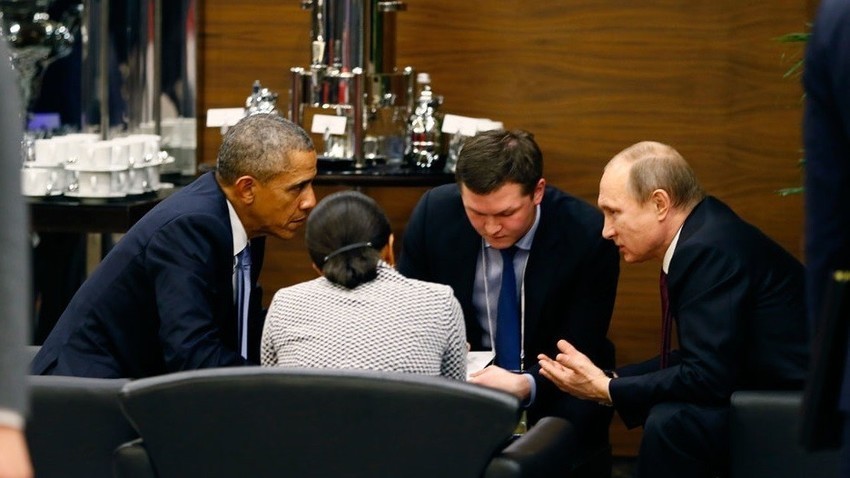 Путин и Обама на срещата на върха на Г-20 в Анталия през 2015 г.