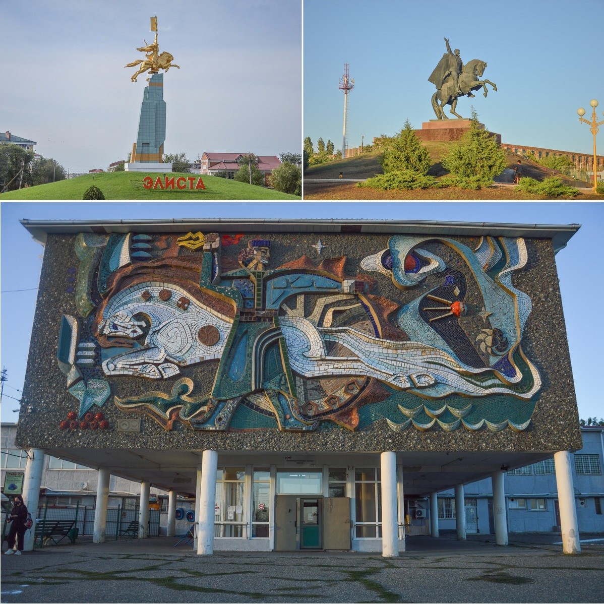 Le cheval, symbole du nomadisme, est omniprésent dans Elista, qu'il s'agisse de statues ou d'une sublime mosaïque soviétique sur la façade de la gare ferroviaire.