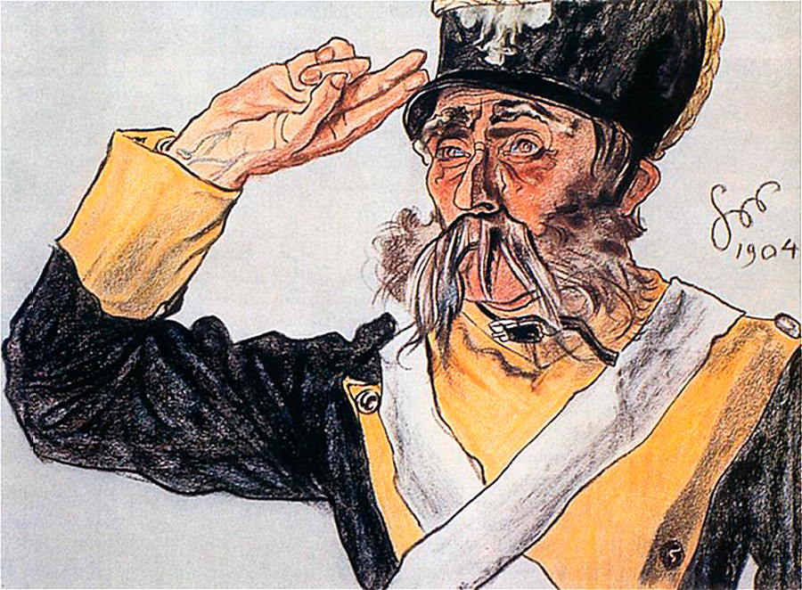 Портрет Лудвига Солског у улози старог војника у представи „Варшављанка“, 1904.