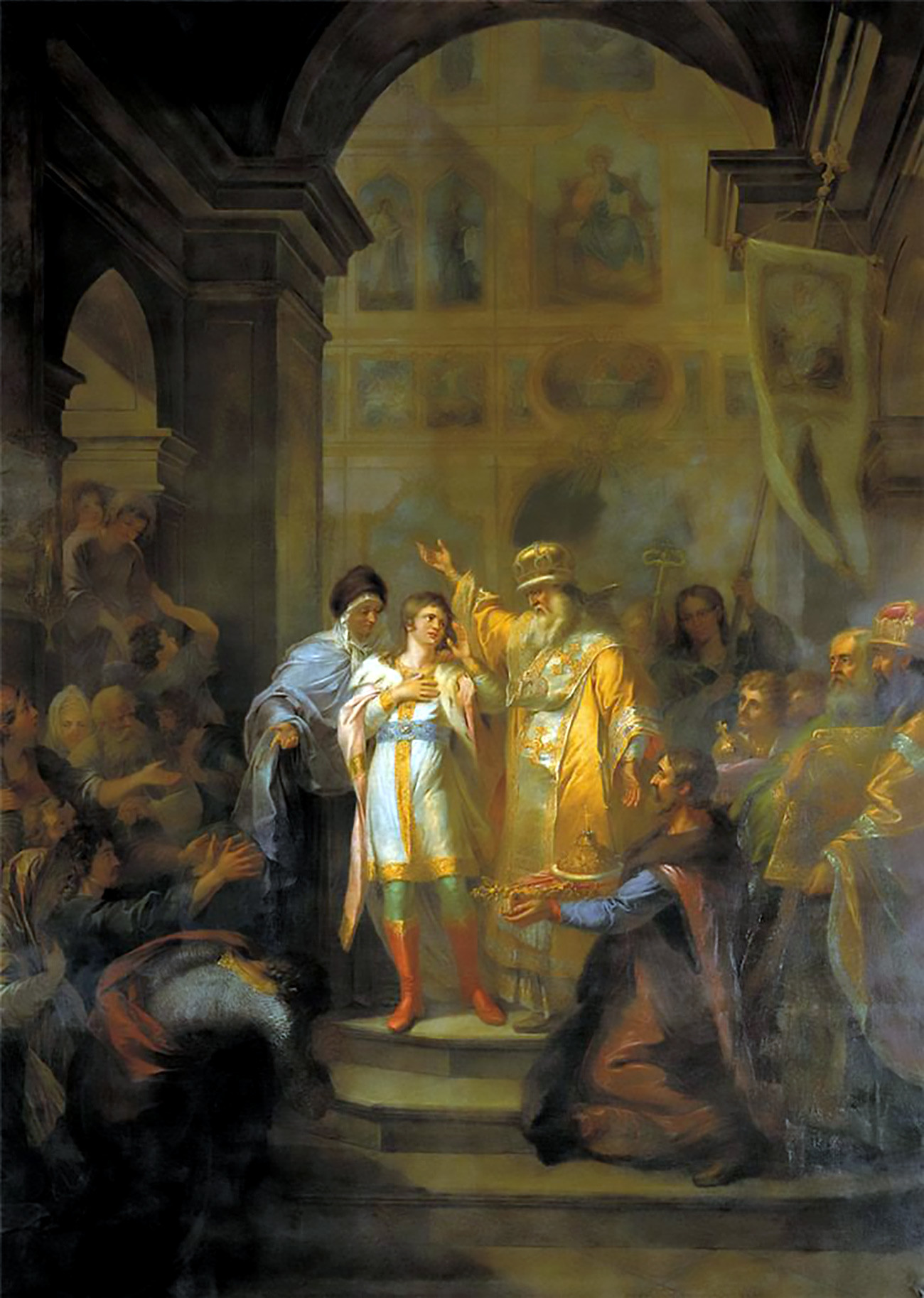 Качувањето на Михаил Фјодорович Руманов на рускиот трон на 14 март 1613 година / Државна Третјаковска галерија