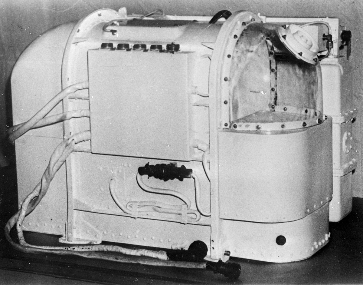 Kontejner s psoma, ki je bil nameščen v kapsulo satelita Kosmos-100