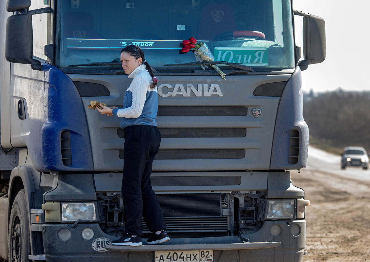 Crimean long-haul truck driver Yulia Lazareva