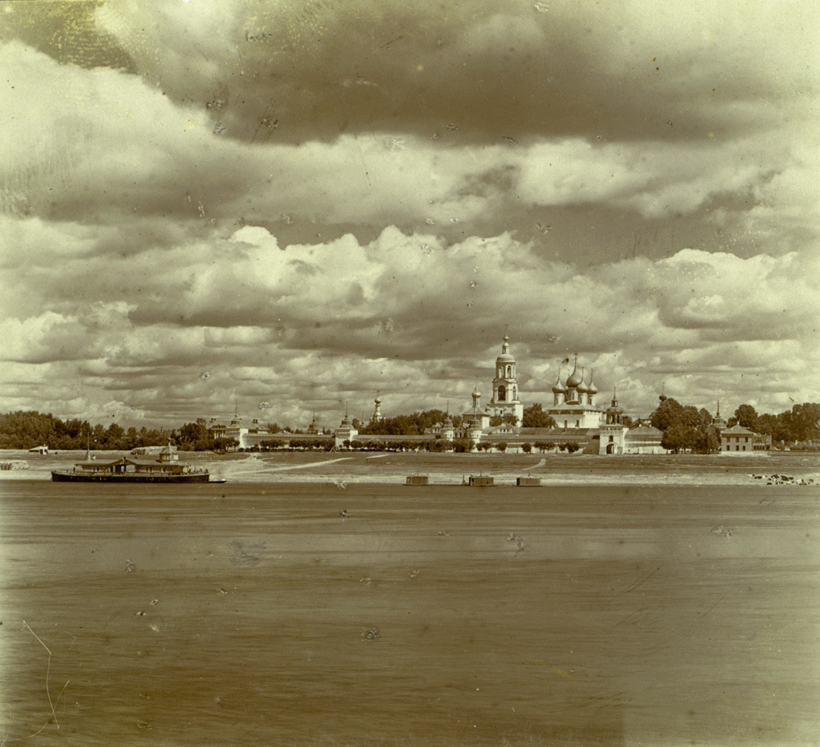 Presentation Tolg Monastery, southwest view from Volga River. 1910