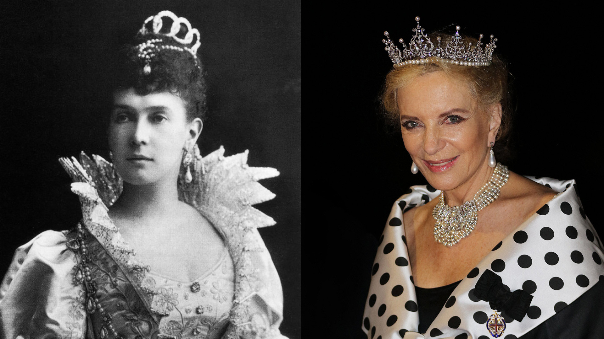 Слева: Мария Павловна в жемчужных серьгах. Справа: Принцесса Майкл Кентская в них же.