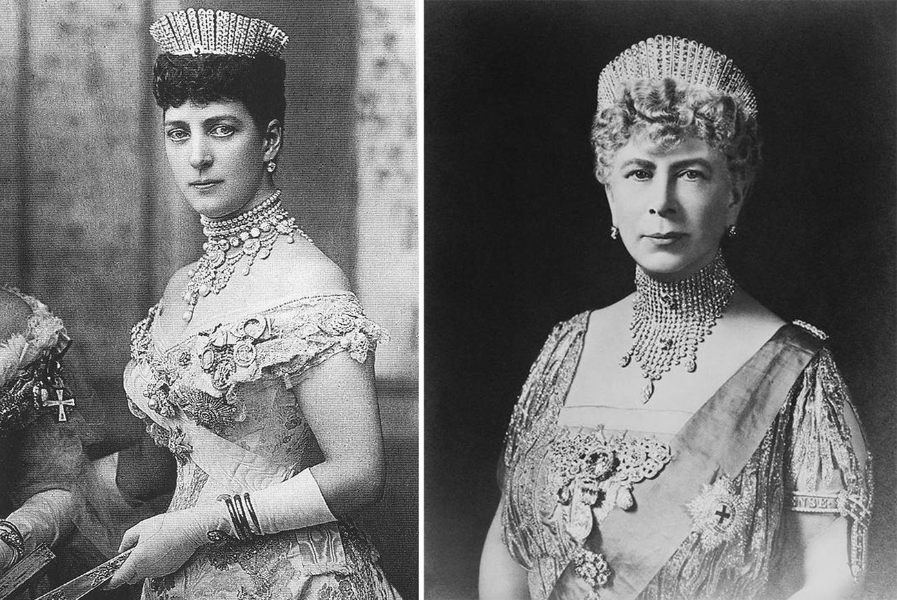 Königin Alexandra und Maria von Teck in der Kokoschnik-Tiara