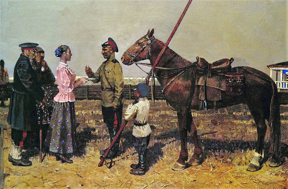 Cossack Seeing-Off. 1999, by Sergey Gavrilyachenko (born 1956).