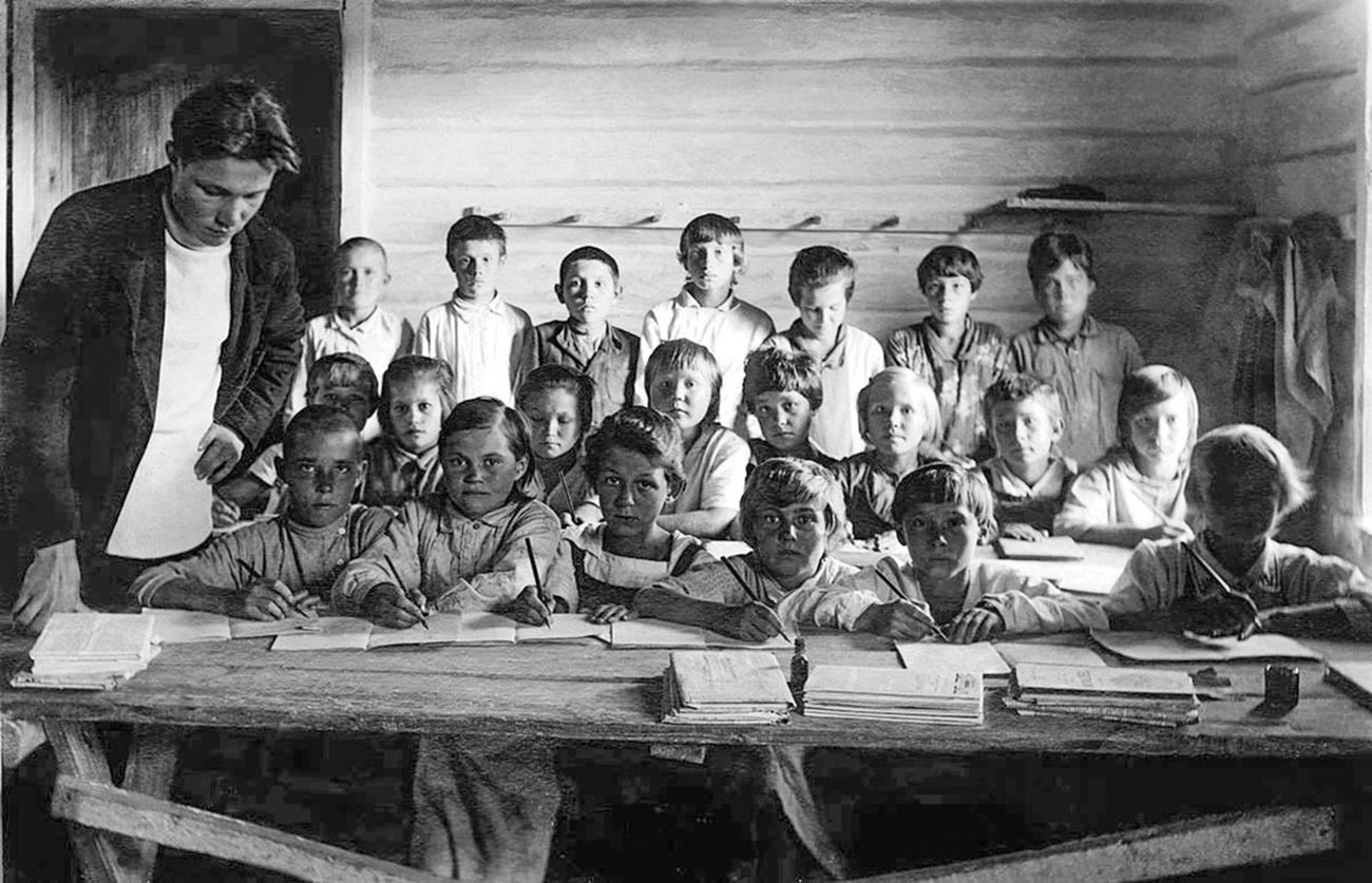School students in a special settlement in the Urals
