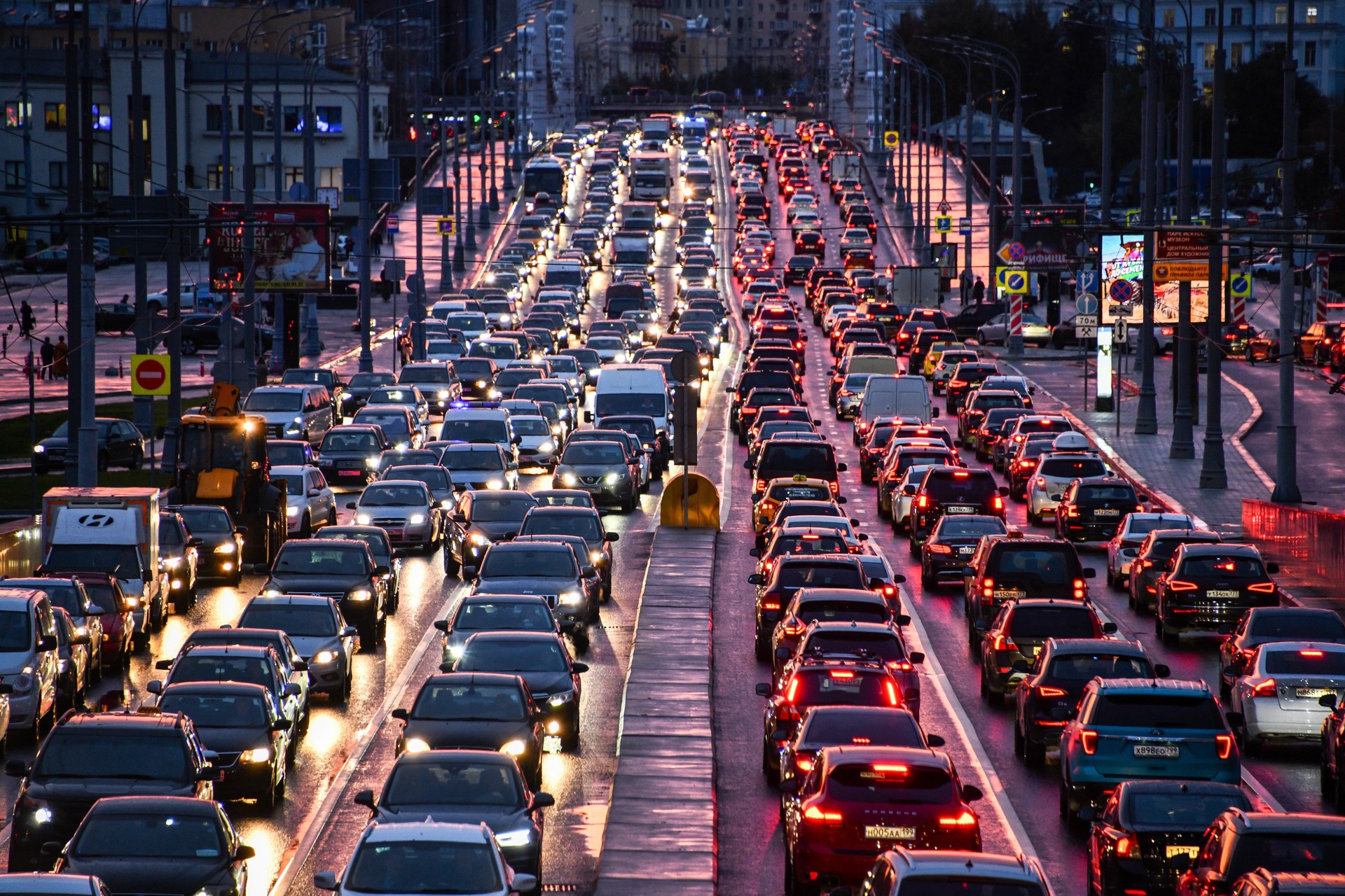 Kemacetan di pusat Kota Moskow.